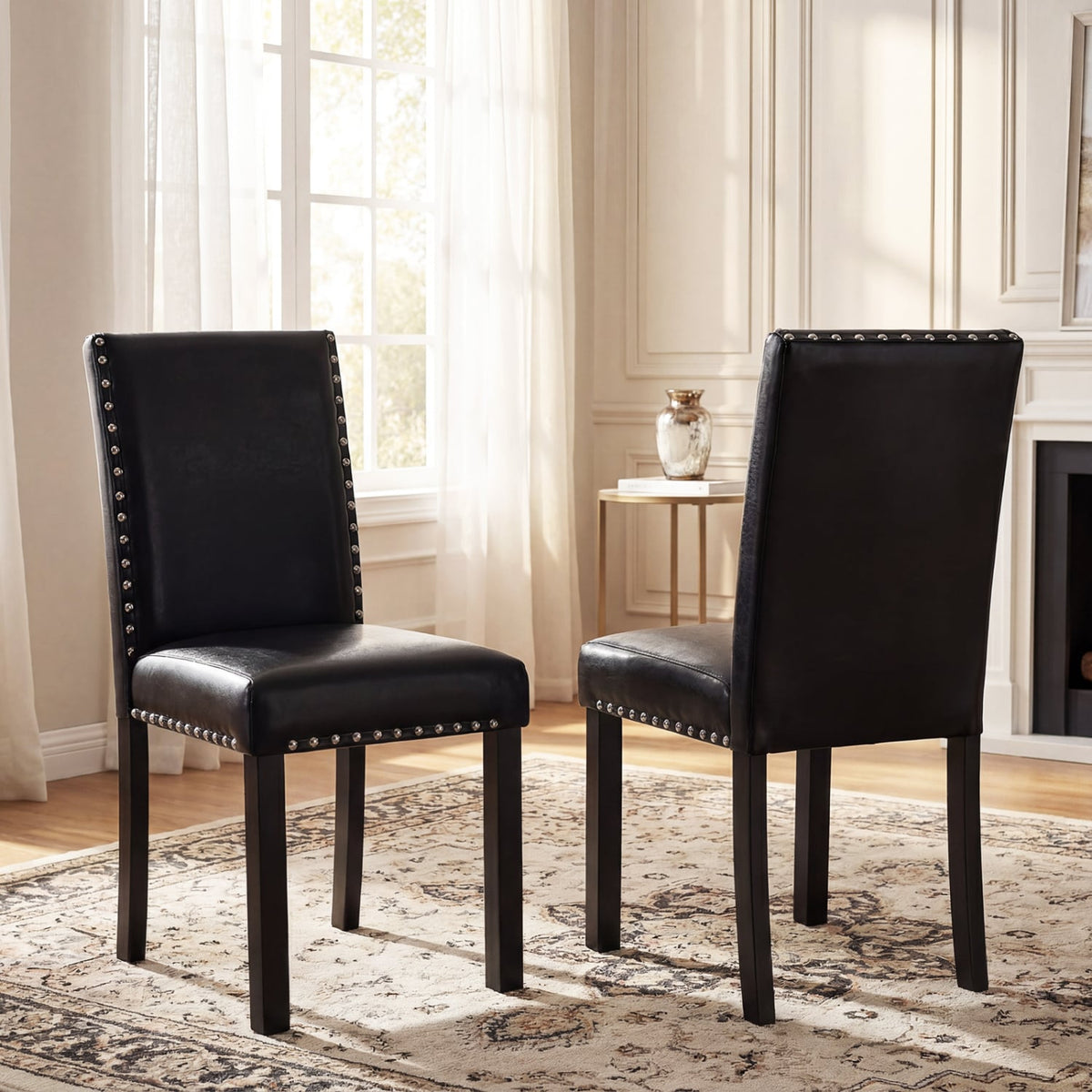 Set of 2 Dining Chairs with Solid Rubber and Wood Legs-Dining Chairs-DECOROLALA