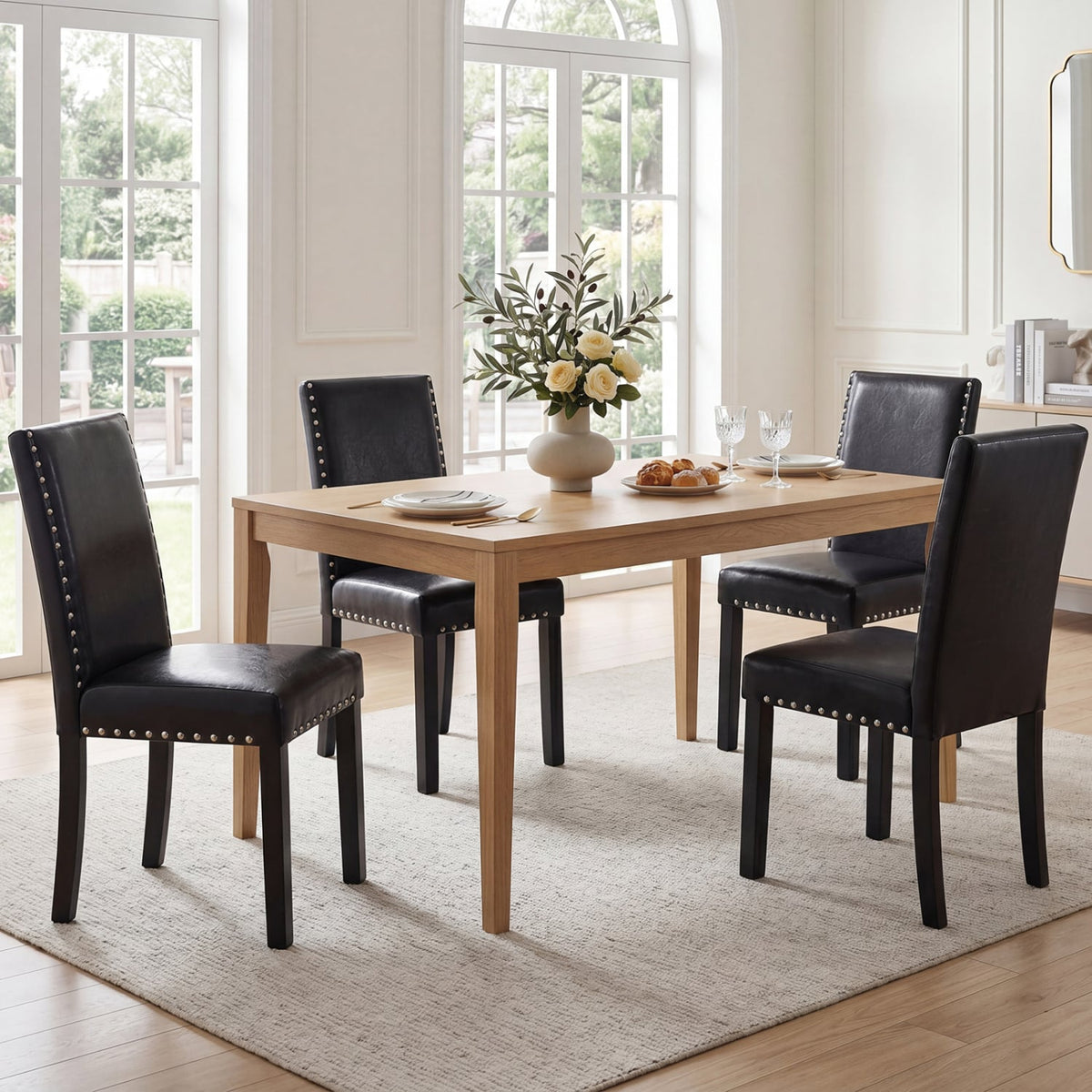 Set of 2 Dining Chairs with Solid Rubber and Wood Legs-Dining Chairs-DECOROLALA