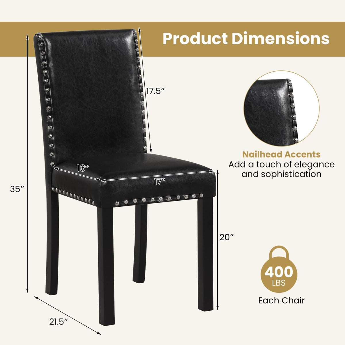Set of 2 Dining Chairs with Solid Rubber and Wood Legs-Dining Chairs-DECOROLALA