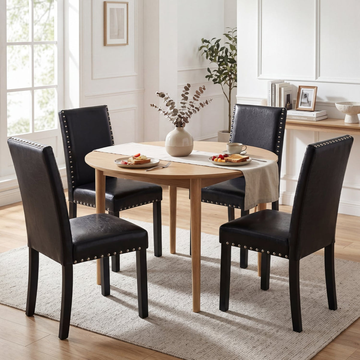Set of 2 Dining Chairs with Solid Rubber and Wood Legs-Dining Chairs-DECOROLALA