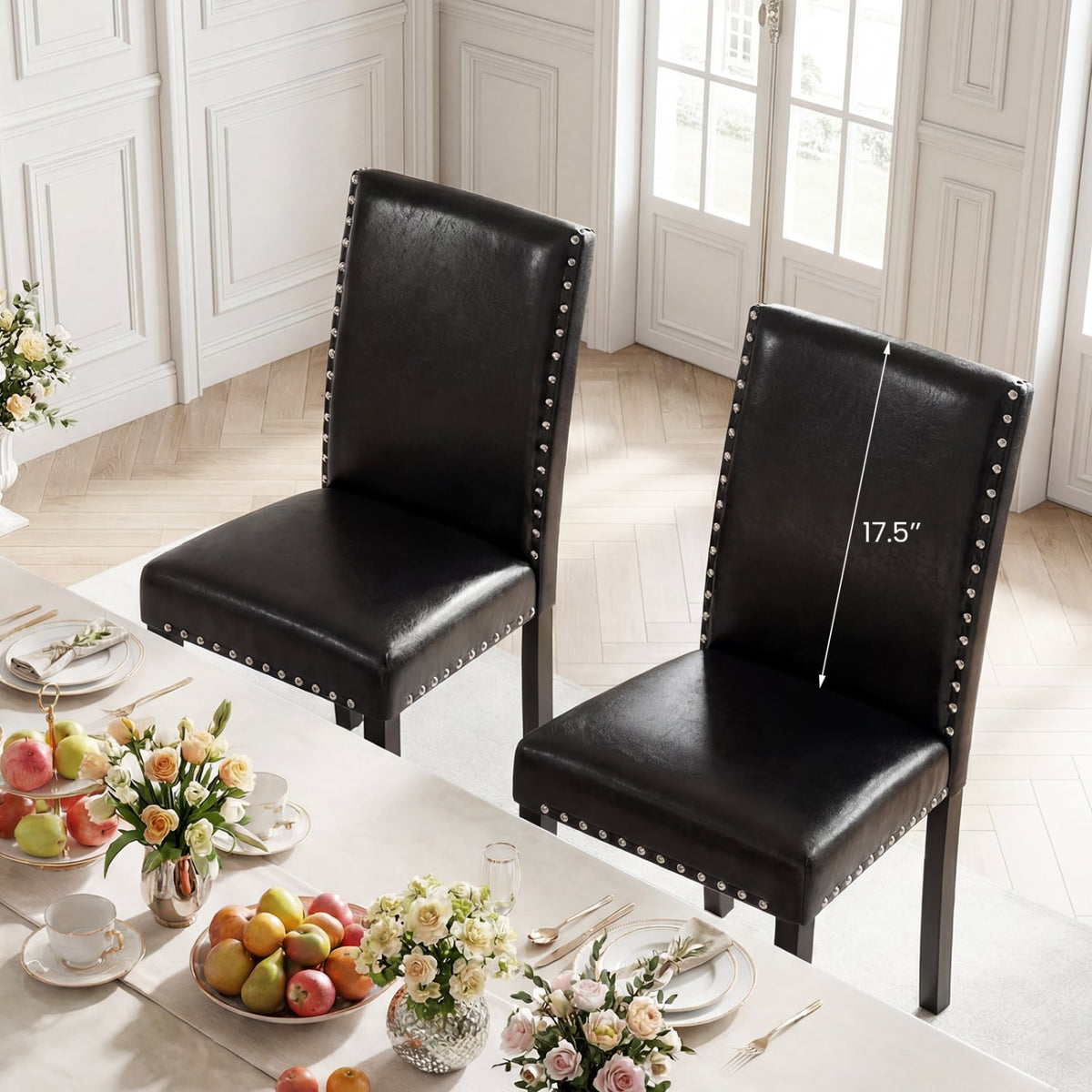 Set of 2 Dining Chairs with Solid Rubber and Wood Legs-Dining Chairs-DECOROLALA
