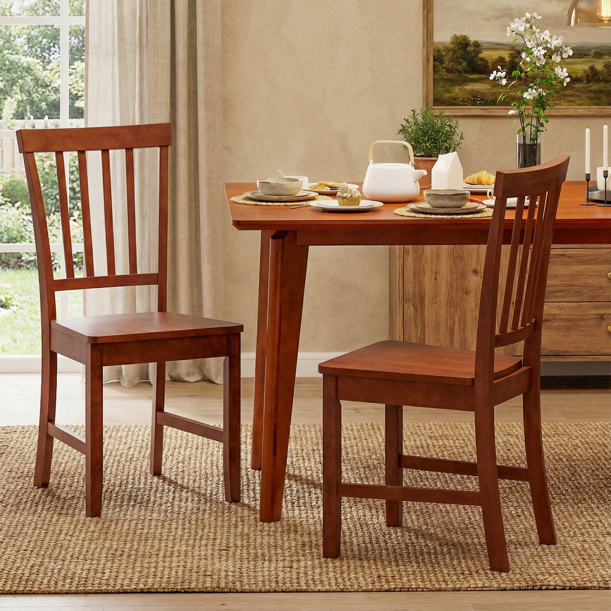 Set of 2 Dining Chairs with Solid Wooden Legs-Dining Chairs-DECOROLALA