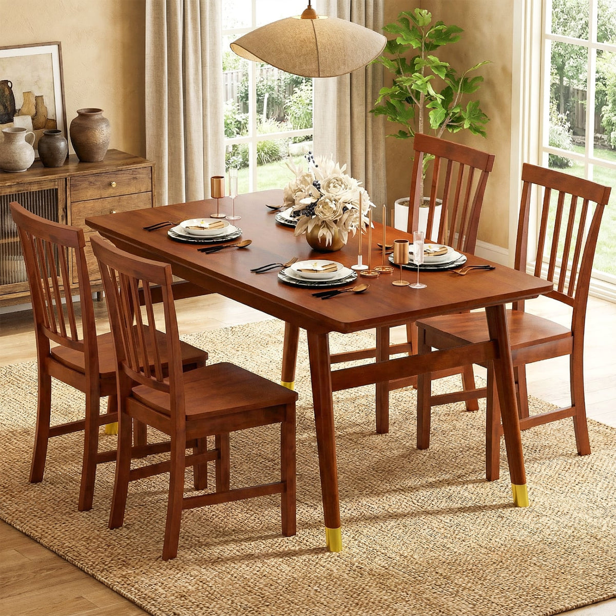 Set of 2 Dining Chairs with Solid Wooden Legs-Dining Chairs-DECOROLALA