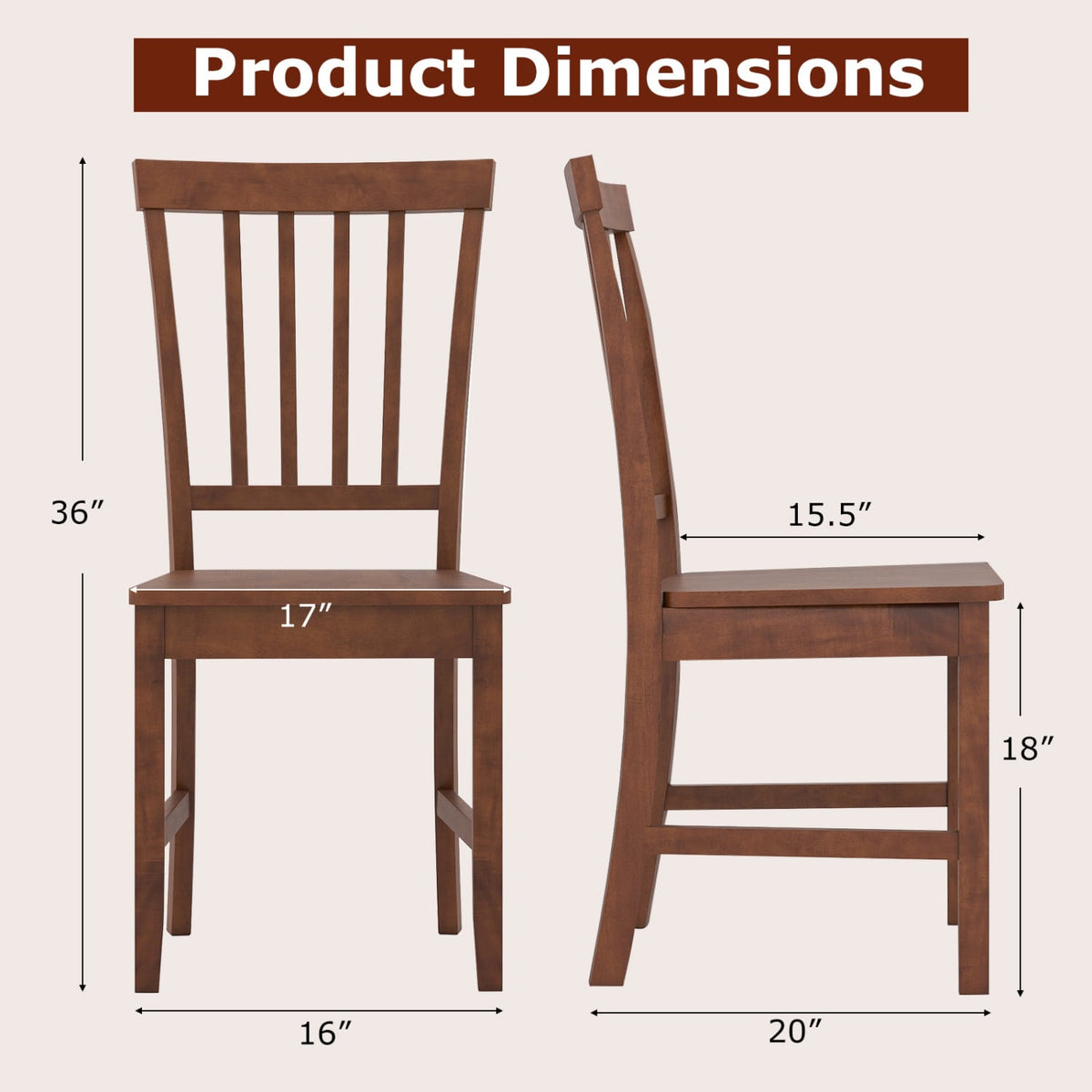Set of 2 Dining Chairs with Solid Wooden Legs-Dining Chairs-DECOROLALA