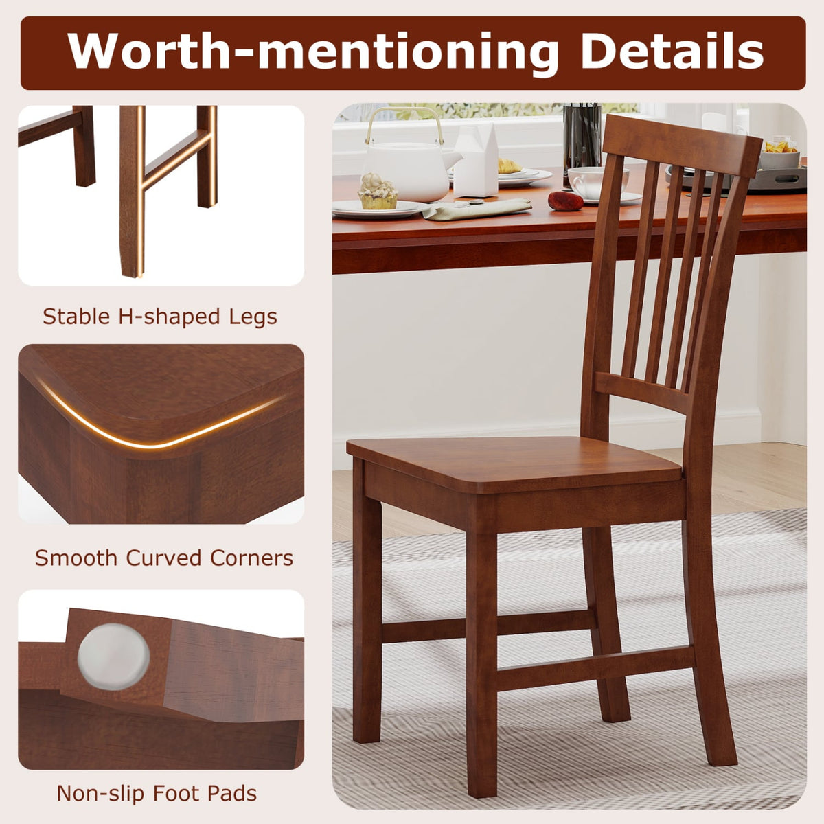 Set of 2 Dining Chairs with Solid Wooden Legs-Dining Chairs-DECOROLALA
