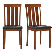 Set of 2 Dining Room Chairs with Rubber Wood Frame PU Leather Seat-Walnut-Dining Chairs-DECOROLALA