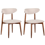 Set of 2 Fabric Upholstered Dining Chairs with Curved Backs-Beige-Dining Chairs-DECOROLALA
