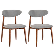 Set of 2 Fabric Upholstered Dining Chairs with Curved Backs-Gray-Dining Chairs-DECOROLALA