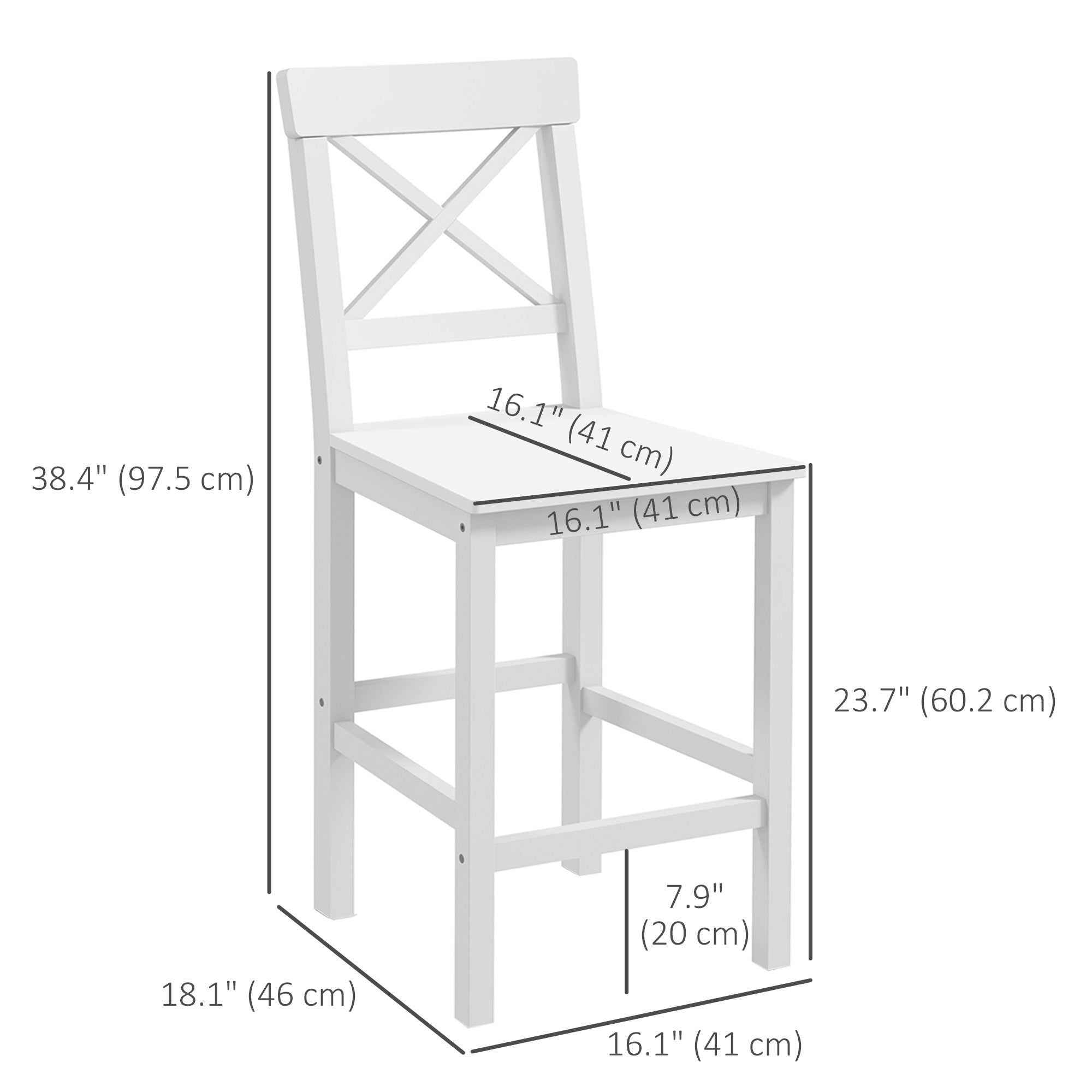 Set of 2 Farmhouse Counter Height Stools - White Wood-Home Furnishings > Kitchen & Dining Furniture > Bar Stools-DECOROLALA