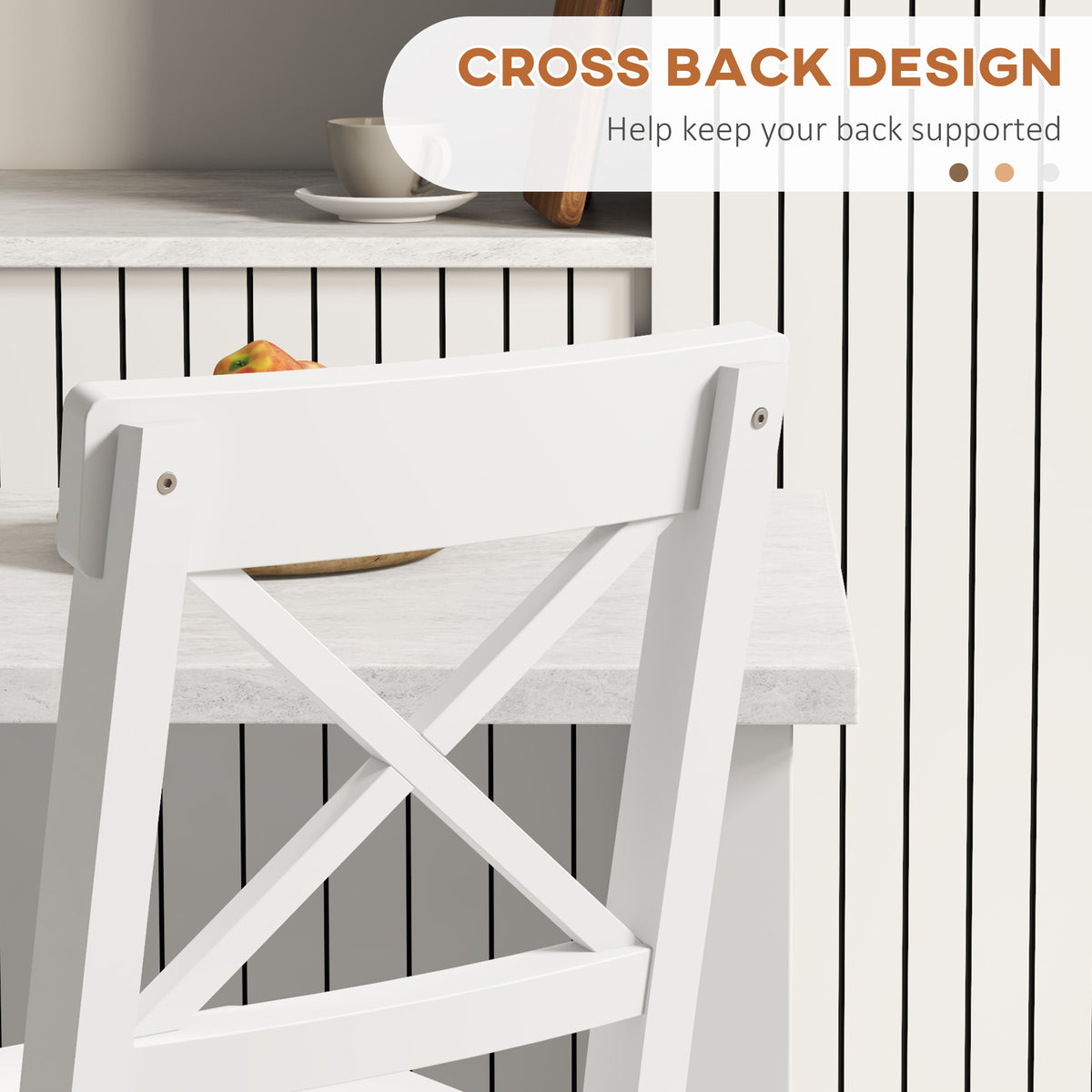 Set of 2 Farmhouse Counter Height Stools - White Wood-Home Furnishings > Kitchen & Dining Furniture > Bar Stools-DECOROLALA