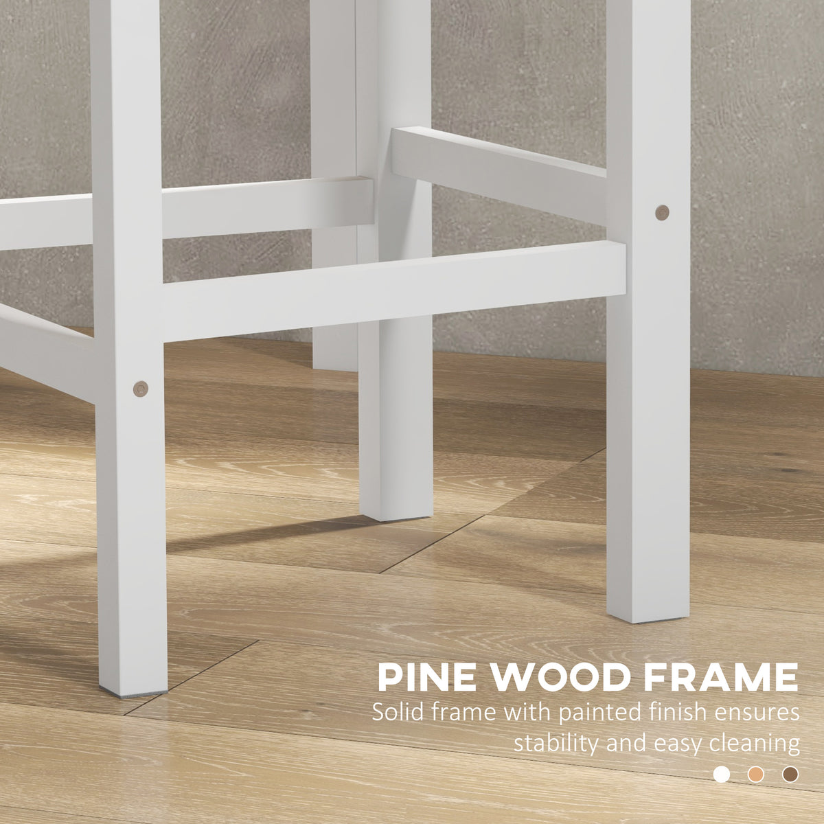 Set of 2 Farmhouse Counter Height Stools - White Wood-Home Furnishings > Kitchen & Dining Furniture > Bar Stools-DECOROLALA