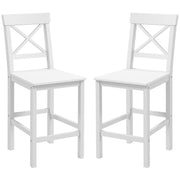 Set of 2 Farmhouse Counter Height Stools - White Wood-Home Furnishings > Kitchen & Dining Furniture > Bar Stools-DECOROLALA