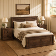 Set of 2 Farmhouse Nightstand with 2 Drawers & Storage for Living Room Bedroom-Brown-Nightstands-DECOROLALA
