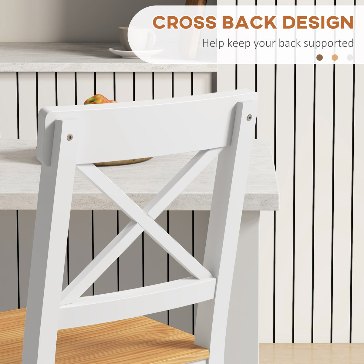 Set of 2 Farmhouse Pine Wood Counter Stools - Natural-Home Furnishings > Kitchen & Dining Furniture > Bar Stools-DECOROLALA