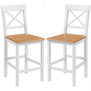 Set of 2 Farmhouse Pine Wood Counter Stools - Natural-Home Furnishings > Kitchen & Dining Furniture > Bar Stools-DECOROLALA