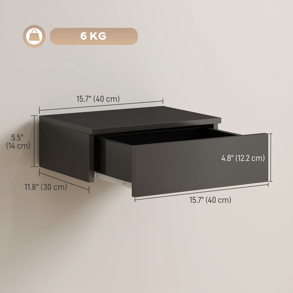 Set of 2 Floating Nightstands - Black Wall Mounted Tables-Home Furnishings > Bedroom Furniture > Bedside Tables-DECOROLALA