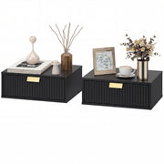 Set of 2 Floating Nightstands - Black Wall Mounted Tables-Home Furnishings > Bedroom Furniture > Bedside Tables-DECOROLALA