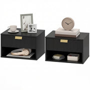 Set of 2 Floating Nightstands - Black Wall Mounted Tables-Home Furnishings > Bedroom Furniture > Bedside Tables-DECOROLALA