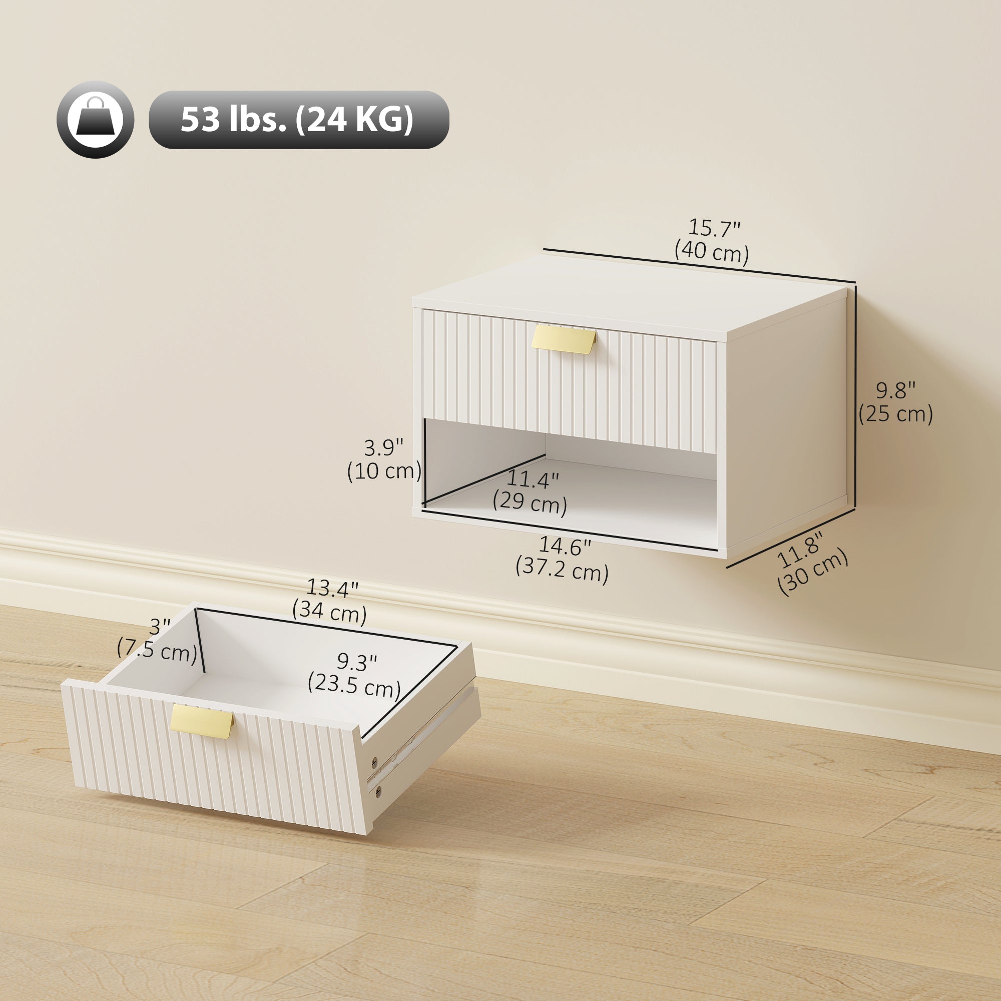 Set of 2 Floating Nightstands - White Wall Mounted Tables-Home Furnishings > Bedroom Furniture > Bedside Tables-DECOROLALA