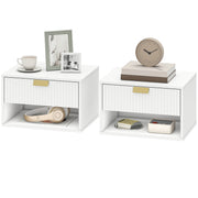 Set of 2 Floating Nightstands - White Wall Mounted Tables-Home Furnishings > Bedroom Furniture > Bedside Tables-DECOROLALA