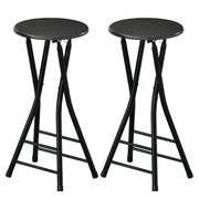 Set of 2 Foldable Barstools - Black 24" Counter Height-Home Furnishings > Kitchen & Dining Furniture > Bar Stools-DECOROLALA