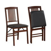 Set of 2 Foldable Upholstered Kitchen Chairs with Padded Seat-Brown-Dining Chairs-DECOROLALA
