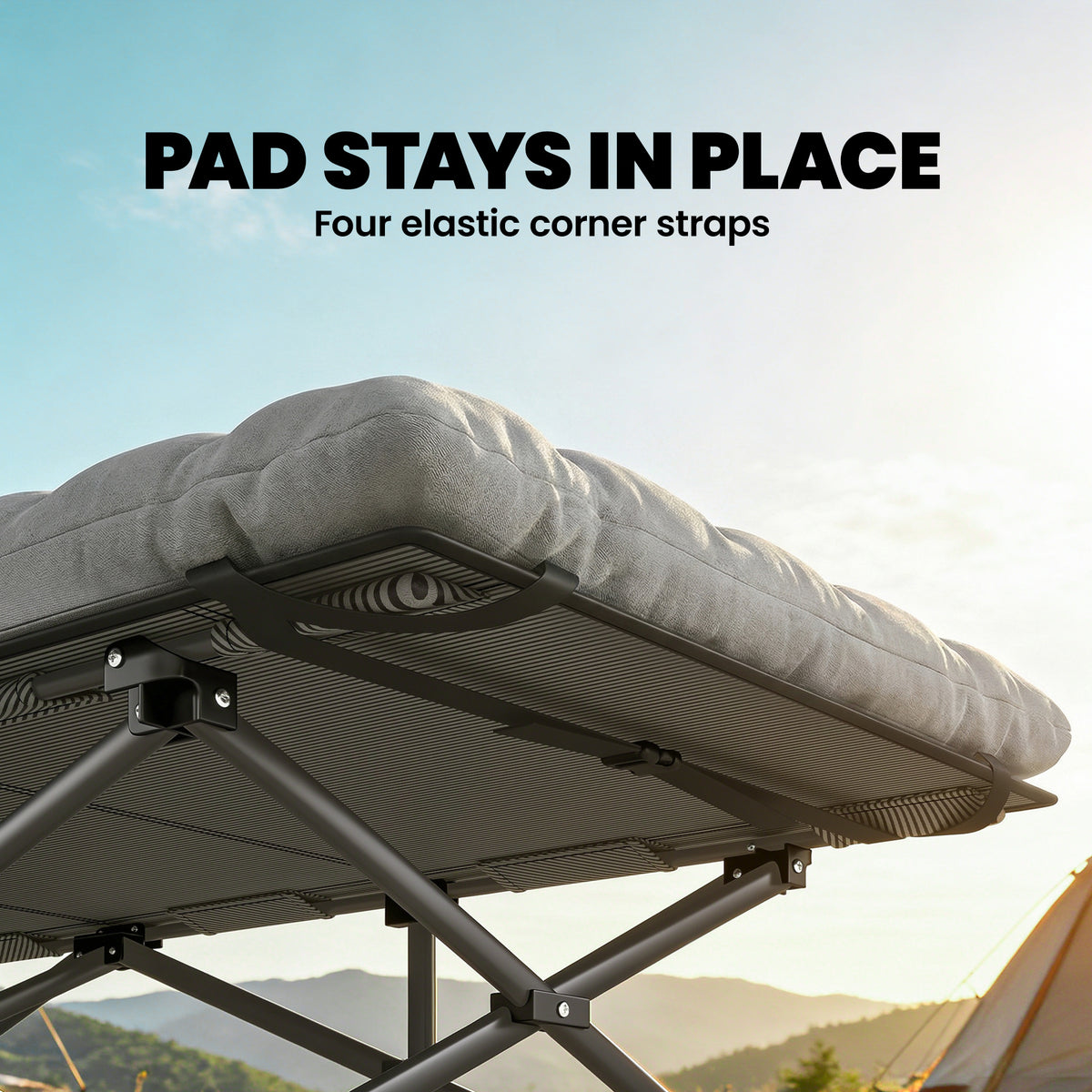 Set of 2 Folding Camping Cots with Soft Pad - 32" Wide Grey-Camping Cots-DECOROLALA