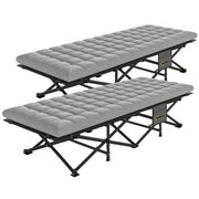 Set of 2 Folding Camping Cots with Soft Pad - 32" Wide Grey-Camping Cots-DECOROLALA