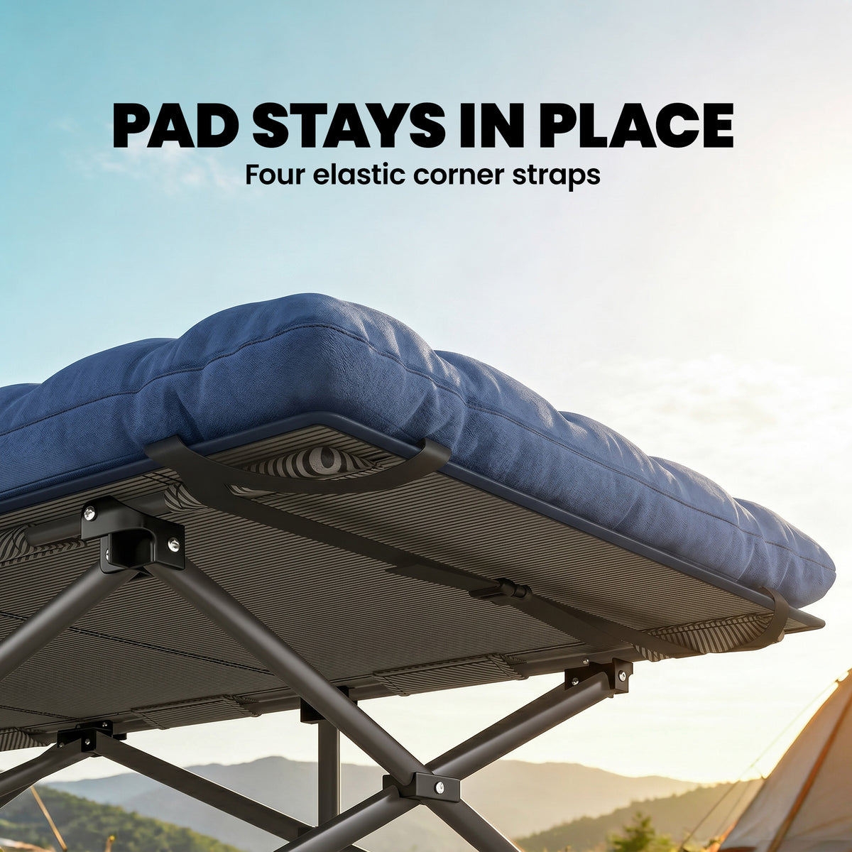 Set of 2 Folding Camping Cots with Soft Pad - Blue-Camping Cots-DECOROLALA