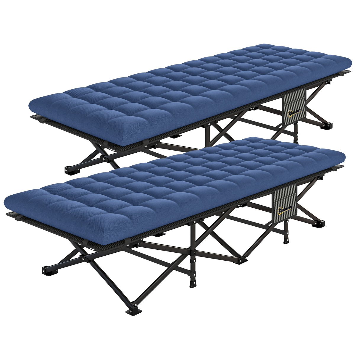 Set of 2 Folding Camping Cots with Soft Pad - Blue-Camping Cots-DECOROLALA