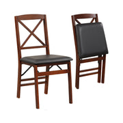 Set of 2 Folding Dining Chairs with 400 LBS Capacity-Brown-Dining Chairs-DECOROLALA