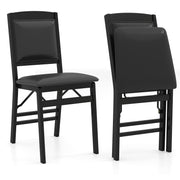 Set of 2 Folding Dining Chairs with Padded Seat and High Backrest-Black-Dining Chairs-DECOROLALA
