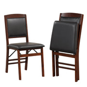 Set of 2 Folding Dining Chairs with Padded Seat and High Backrest-Brown-Dining Chairs-DECOROLALA