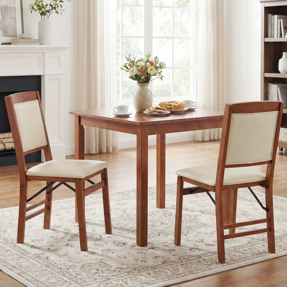 Set of 2 Folding Dining Chairs with Padded Seat and High Backrest-Walnut-Dining Chairs-DECOROLALA