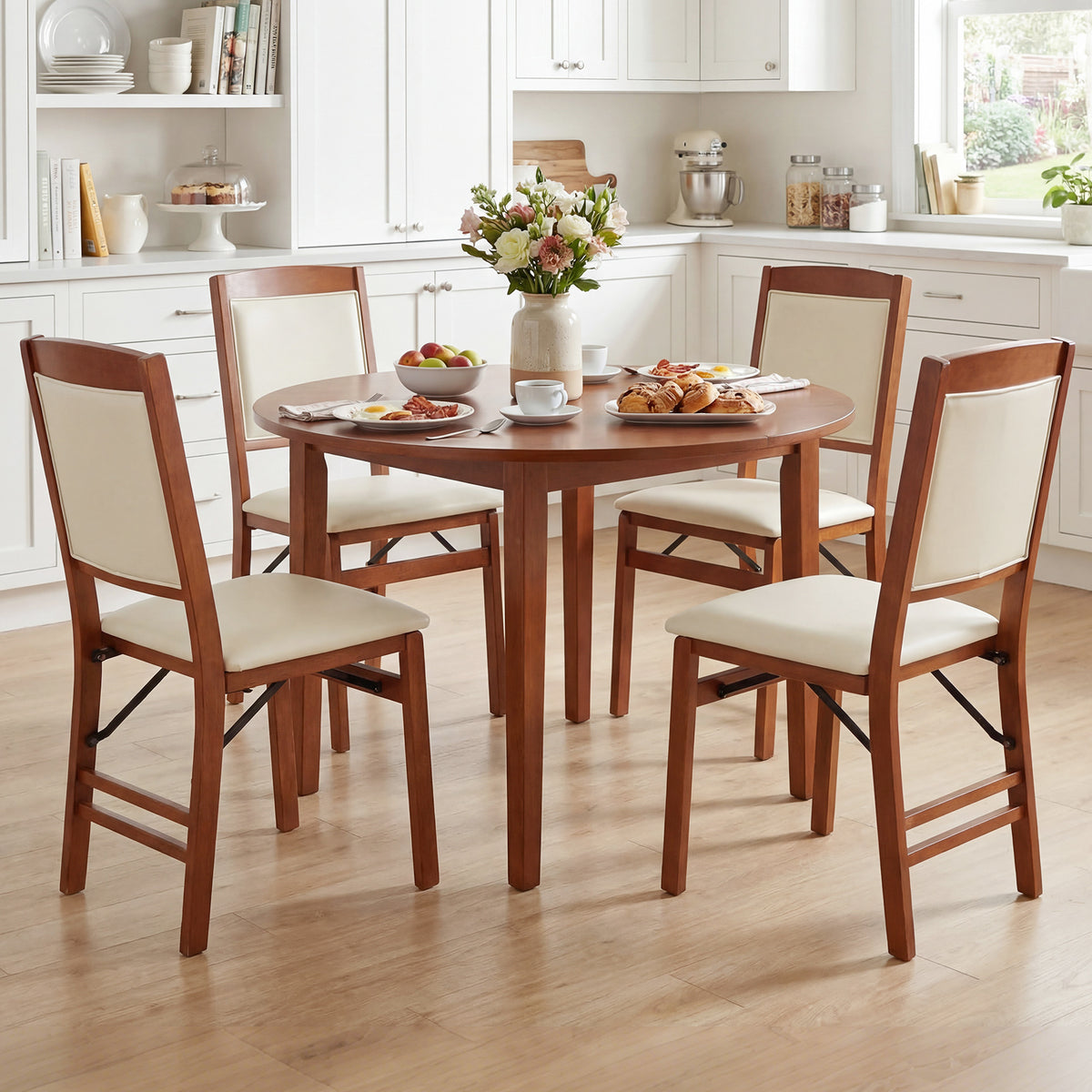 Set of 2 Folding Dining Chairs with Padded Seat and High Backrest-Walnut-Dining Chairs-DECOROLALA