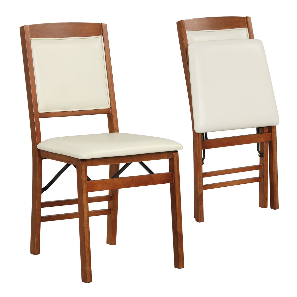 Set of 2 Folding Dining Chairs with Padded Seat and High Backrest-Walnut-Dining Chairs-DECOROLALA