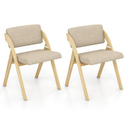 Set of 2 Folding Kitchen Dining Chairs with Rubber Wood Legs-Natural-Dining Chairs-DECOROLALA