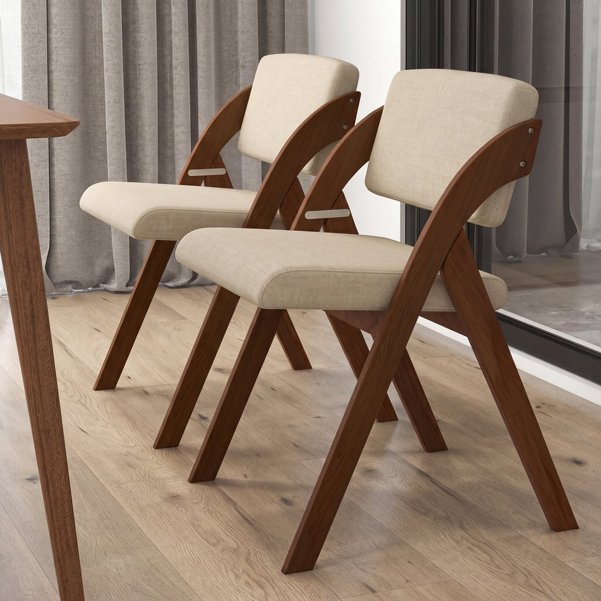 Set of 2 Folding Kitchen Dining Chairs with Rubber Wood Legs-Walnut-Dining Chairs-DECOROLALA