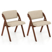 Set of 2 Folding Kitchen Dining Chairs with Rubber Wood Legs-Walnut-Dining Chairs-DECOROLALA