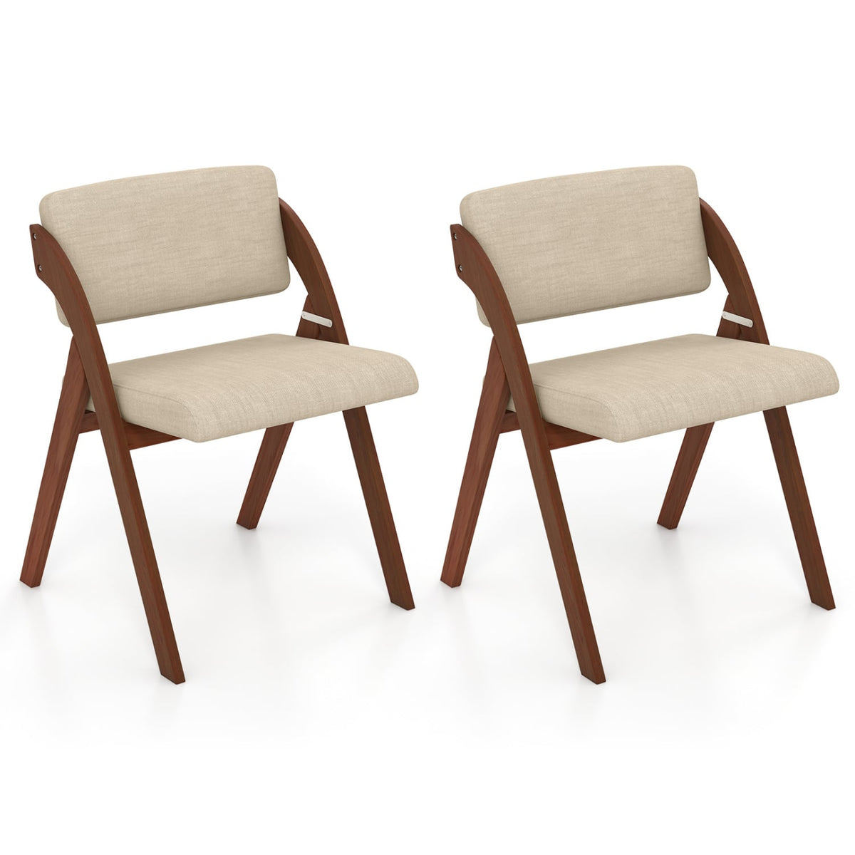 Set of 2 Folding Kitchen Dining Chairs with Rubber Wood Legs-Walnut-Dining Chairs-DECOROLALA