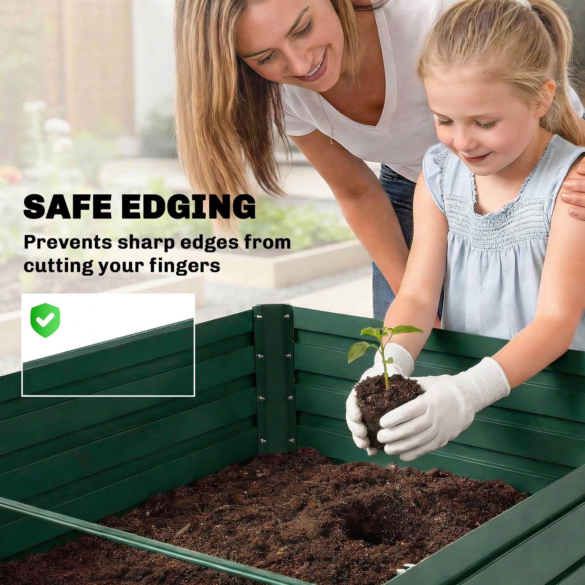Set of 2 Galvanized Raised Garden Beds - 6x3x2ft Green-DECOROLALA