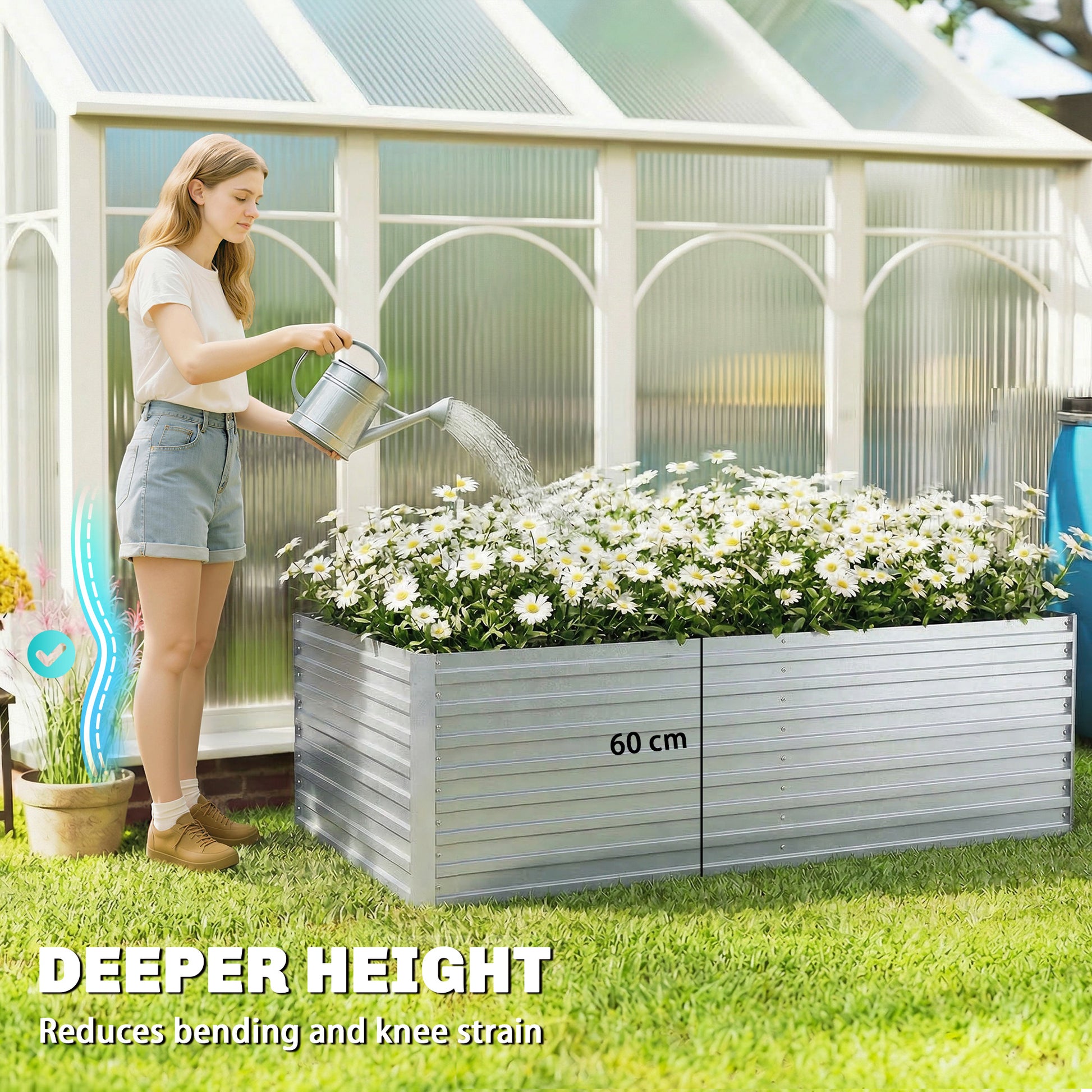 Set of 2 Galvanized Raised Garden Beds - 6x3x2ft Silver-DECOROLALA