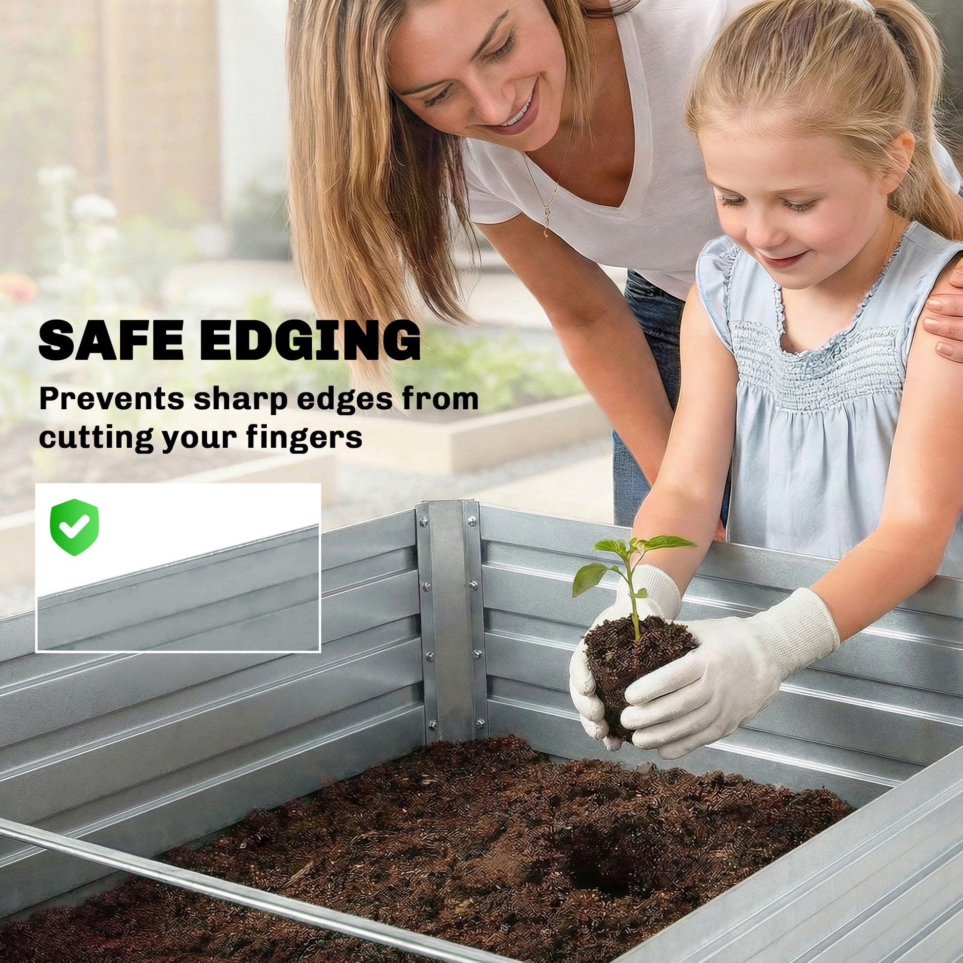 Set of 2 Galvanized Raised Garden Beds - 6x3x2ft Silver-DECOROLALA