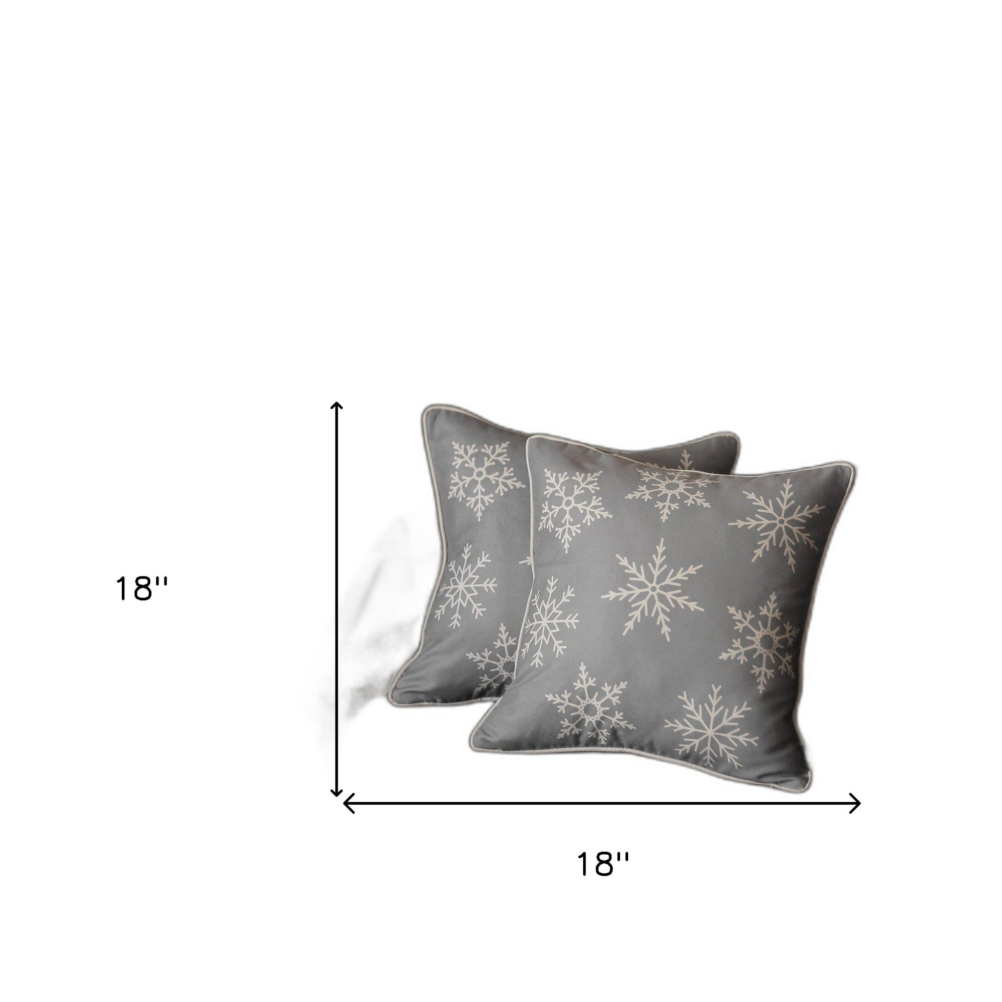 Set of 2 Gray and White Snowflakes Throw Pillows-Accent Throw Pillows-DECOROLALA