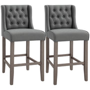 Set of 2 Grey 40" Button Tufted Bar Stools High Dining Chairs-DECOROLALA