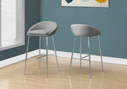 Set of 2 Grey Fabric Bar Stools Chrome Base-Bar Stool-DECOROLALA