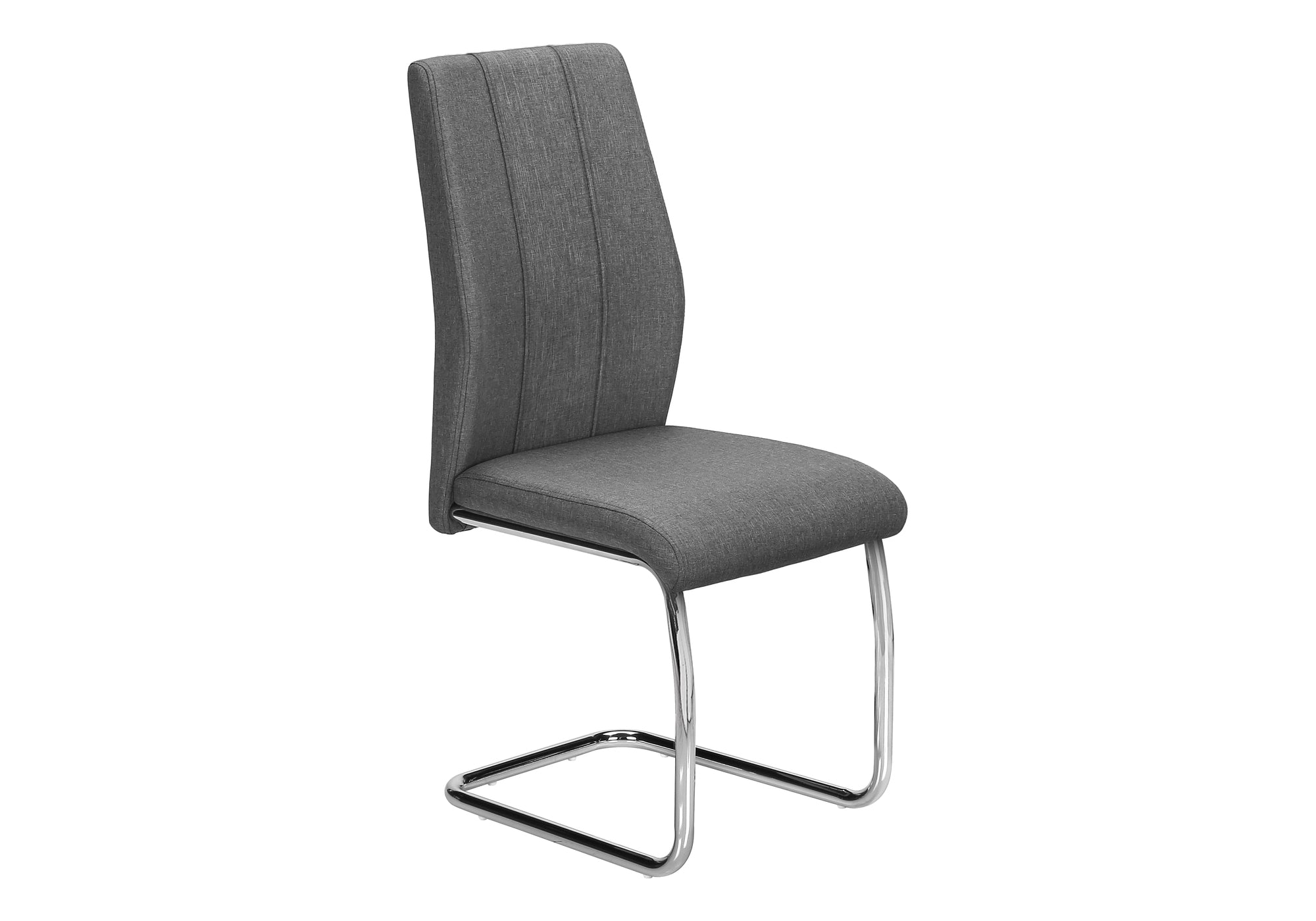 Set of 2 Grey Fabric Dining Chairs 39"H Chrome Legs-Dining Chair-DECOROLALA