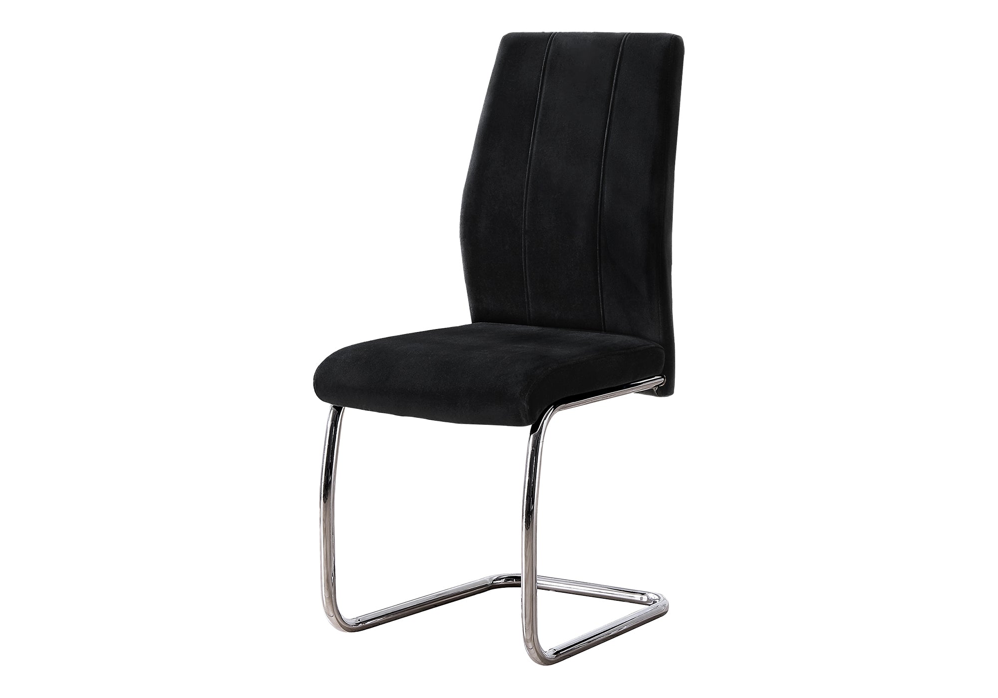 Set of 2 Grey Fabric Dining Chairs 39"H Chrome Legs-Dining Chair-DECOROLALA