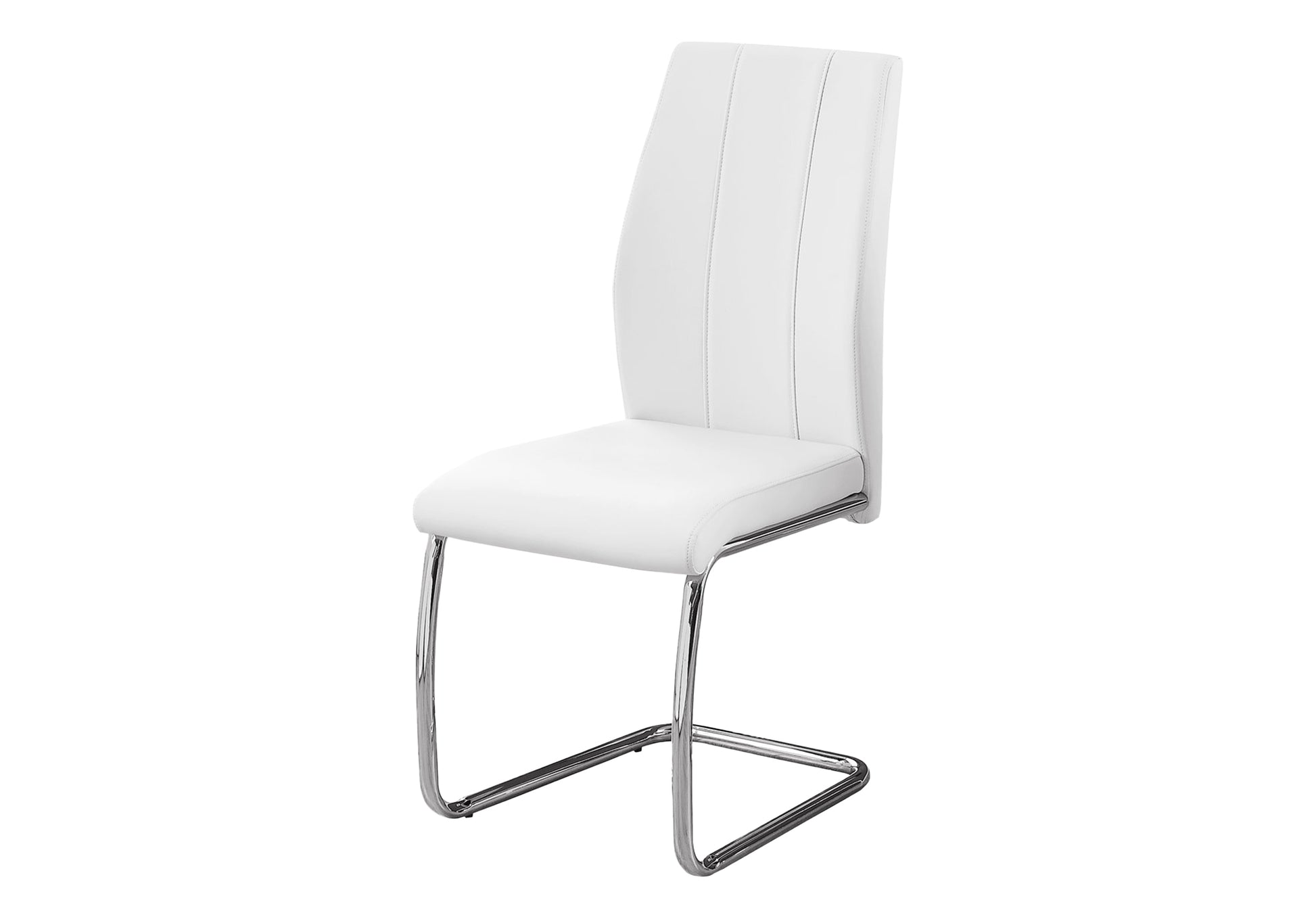Set of 2 Grey Fabric Dining Chairs 39"H Chrome Legs-Dining Chair-DECOROLALA