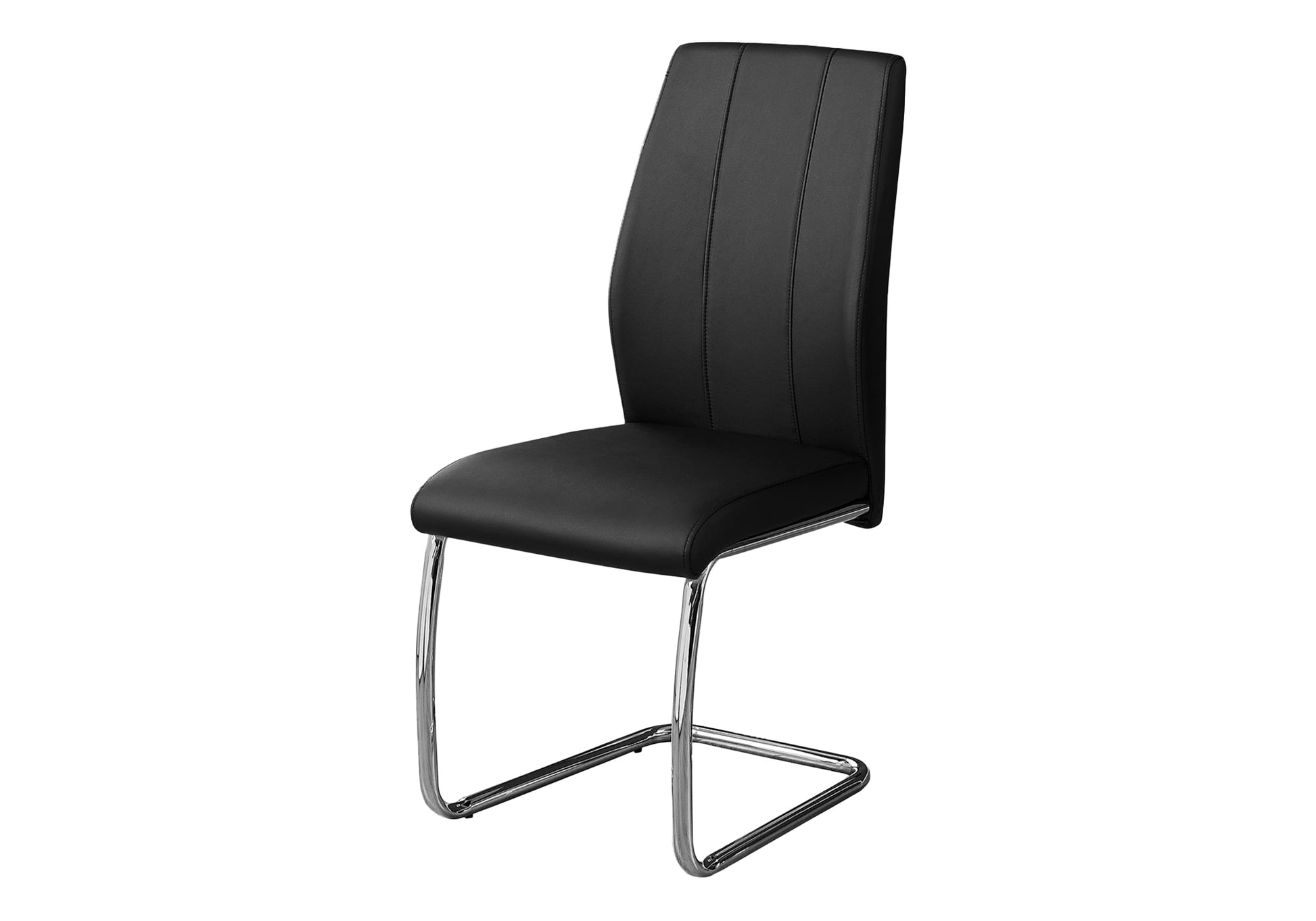 Set of 2 Grey Fabric Dining Chairs 39"H Chrome Legs-Dining Chair-DECOROLALA